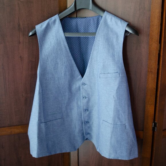 Oak Hill Men’s Navy Textured Linen Vest 3XL - Picture 1 of 3